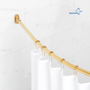 Tringle <span class=keywords><strong>de</strong></span> <span class=keywords><strong>douche</strong></span> courbée réglable et extensible en or, antirouille et antidérapante pour salle <span class=keywords><strong>de</strong></span> bain - Product Image 4