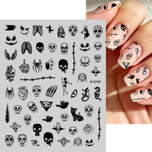 Autocollants 3D pour ongles <span class=keywords><strong>Halloween</strong></span>, <span class=keywords><strong>d</strong></span>écorations <span class=keywords><strong>d</strong></span>'ongles gothiques noirs avec crânes et araignées, autocollants adhésifs pour <span class=keywords><strong>manucure</strong></span> de fête <span class=keywords><strong>d</strong></span>'<span class=keywords><strong>Halloween</strong></span> - Product Image 1