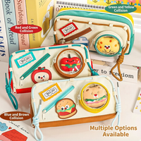 Trousse à crayons Velcro mignonne et élégante, au design esthétique et aux couleurs contrastées, pochette multifonctionnelle pour étudiants