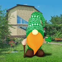 Vendita Diretta dalla Fabbrica: Gonfiabile Decorativo per San Patrizio con Figura di Leprechaun, Bacchetta e Trifoglio Luminoso
