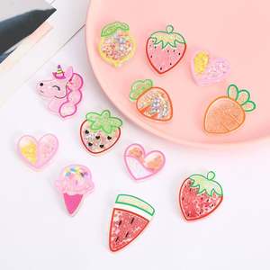 Cartone animato acrilico ciondoli frutta unicorno limone gelato cuore con strass decorazione artigianale per cassa del telefono scarpe - Product Image 4