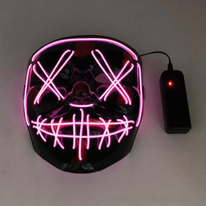 Máscara Luminosa para Fiesta, Diseño en <span class=keywords><strong>V</strong></span>, Sangrienta, Hecha a Mano, con LED Intermitente, Estilo Venganza - Product Image 1