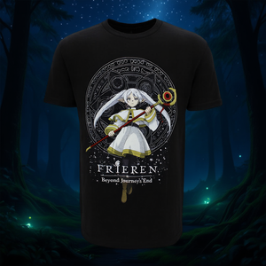 เสื้อยืดผู้ชายฟรีเรนแขนสั้นผ้าฝ้ายเจอร์ซีย์พิมพ์ลายตัวอักษรคอกลมทรงปกติสไตล์ลำลอง - Product Image 2