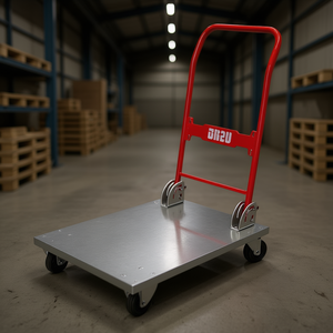 Transpaleta 503 T con plataforma de acero de 48 x 36 pulgadas, mango rojo y ruedas negras para uso pesado - Product Image 3