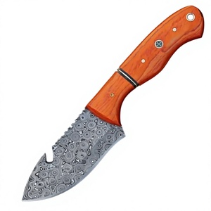 Couteaux de chasse à lame fixe en acier Damas personnalisés, manche en bois, couteau de chasse avec étui en cuir, couteaux personnalisables - Product Image 6