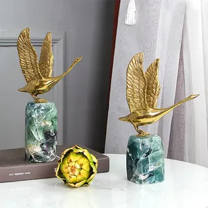 Ornaments China Living Room Decorative Antique Brass And Copper Sculpture Swan Home Decor