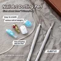 1PC Stylo à ongles en acier inoxydable à 7 aiguilles, pliable, multi-têtes, poignée antidérapante, texture brossée, outil de manucure DIY pour usage en salon