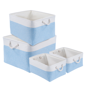 Collapsible Fabric <b>Storage</b> Baskets 2 Sizes Linen Organizer Bins with Rope Handles for Home & Closet - Product Image 1