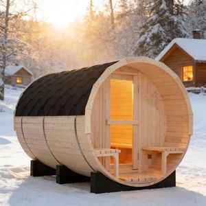 Sauna familial extérieur en bois de pin blanc massif, écologique et durable, avec isolation et housse, garantie 1 an - Product Image 5