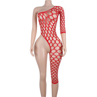 Tenue de danse de salon d'entraînement pour femme, combinaison à une manche avec strass, en Spandex/Nylon