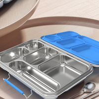 Boîte à lunch bento en acier inoxydable 304 anti-fuite à 5 compartiments avec logo personnalisé Aohea pour enfants