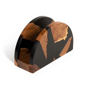 Porta Servilletas Moderno de Madera y Resina, Diseño Geométrico Hecho a Mano, Soporte para Caja de Pañuelos para Mesa, Decoración del Hogar y Baño, Falak World Export - Product Image 1