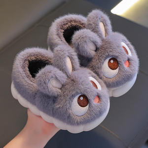 Chaussons en coton de qualité supérieure pour enfants, automne-hiver, épais, mignons, en fourrure de lapin, avec talons en coton, pantoufles en peluche - Product Image 4