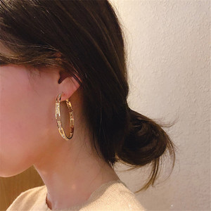 Boucles d'oreilles créoles en plaqué or pour femme, bijoux creux avec strass et cristal, grand cercle, géométriques de luxe, nouvelle collection de - Product Image 4