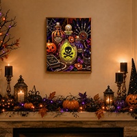 Fournitures de décoration événementielle Fabricant OEM original Art mural abstrait fait main Peinture 5D de perles Citrouille Crâne Gothique Halloween