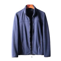 Veste polaire douce à fermeture éclair pour hommes, légère et personnalisée Veste décontractée d'extérieur d'hiver Manteau avec poches zippées