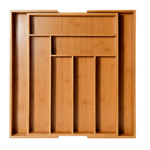Bamboo Cutlery Organizer Rectangular Stainless Steel <b>Kitchen</b> Drawer <b>Storage</b> <b>Box</b> Tableware Holder - Product Image 5
