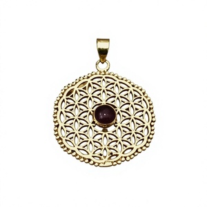 Pendentif en laiton en gros avec pierre précieuse Lapis Labradorite, breloques religieuses en diamant et perle, serti clos, cadeau religieux - Product Image 2