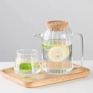Populaire Drinken Glas Water Luxe Drinken Sap Pitcher Water Glazen Waterkoker Glas Met Handvat En Deksel