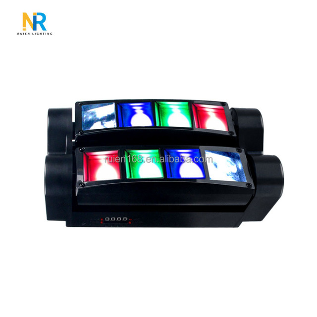 Mini LED Spider Laser Light 8x3W RGBW Sound Activated DMX-512 Control Strobe Beam Lighting IP33 Rated 4100K CRI95 Dimmable Track
