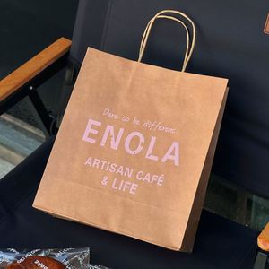 Bolsa de Papel Kraft Personalizada al por Mayor, Bolsa de Papel para Llevar Comida Rápida, Pastelería y Repostería, con Asa - Product Image 2