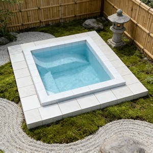 Piscine carrée en fibre de verre pour jardin avec siège intégré pour la détente à domicile, piscine hors sol, spa extérieur - Product Image 6