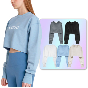 <span class=keywords><strong>Felpa</strong></span> Pullover Corta a Tinta Unita di Alta Qualità Senza Cappuccio da Donna <span class=keywords><strong>Girocollo</strong></span> per Abbigliamento Casual - Product Image 3