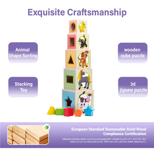 Jeu de cubes empilables <span class=keywords><strong>en</strong></span> <span class=keywords><strong>bois</strong></span> de pin contreplaqué, jeu de puzzle, jouet de développement cognitif, modèle sensoriel Montessori ANNA & BECK - Product Image 3