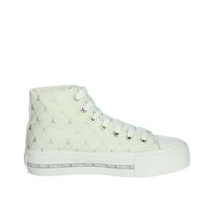 Zapatillas Deportivas para Niña Patrizia Pepe, Blancas y Plateadas, de Lona, con Caña Alta - Product Image 4