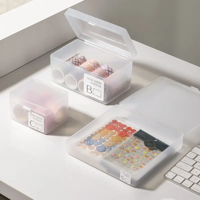 OEM PP transparent petite boîte de rangement cosmétique en plastique porte-tampon emballage transparent boîte à cartes transparent PP boîte à outils stockage