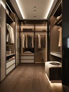 Armoire sur pied en bois massif, luxe léger, personnalisée, écologique, durable, éclairage LED pour la chambre à coucher, l'entrée, les chaussures - Product Image 3