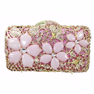 Women Luxury Floral Rhinestones Evening Bag Shinny Crystal Clutch <b>Purse</b> for Christmas Cocktail Prom Party - Product Image 4