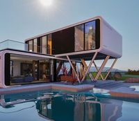 Capsule mobile de luxe préfabriquée vérifiée de 20 pieds, maison modulaire à structure triangulaire en acier, mini-maisons étanches, hôtel capsule Airbnb