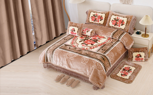 Coperta Raschel Calda <span class=keywords><strong>e</strong></span> Morbida a Doppio Strato per l'Inverno, 100% Poliestere, Set da 12 Pezzi per Letto King Size con Tende - Product Image 4