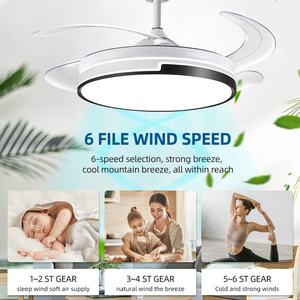 ホットセール ホワイト ホーム LED 北欧風 モダン リモコン付き 格納式 隠蔽型 <span class=keywords><strong>DC</strong></span>モーター シーリングファンライト 高演色性CRI90 36～<span class=keywords><strong>48</strong></span>インチ - Product Image 5