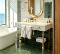 Meubles de salle de bain avec structure métallique, meuble-lavabo en métal, base de meuble-lavabo personnalisée en laiton doré vintage