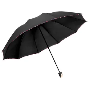 Paraguas plegable con logotipo personalizado, sombrilla con impresión Manual, regalo promocional, barata