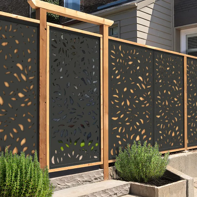 Clôture de jardin en bois et plastique, 5 pièces, clôture décorative composite wpc