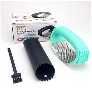 Manual 2 in 1 stainless steel garlic rocker crushing press