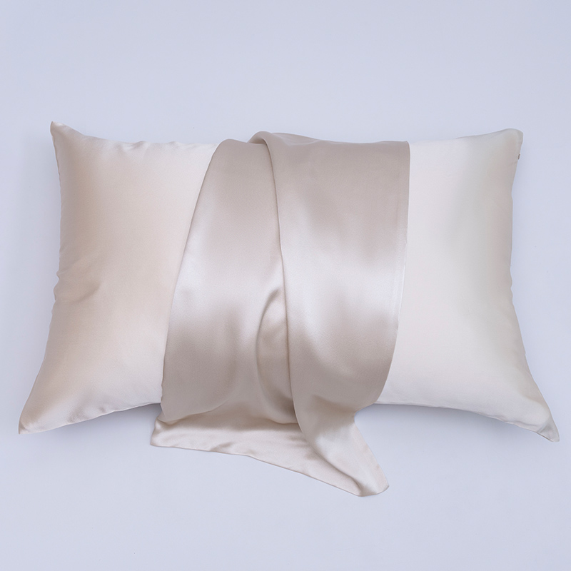 Funda de almohada de seda de morera de doble cara color caqui