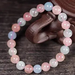 wholesale Natural Morgan beryl gem stone bracelet with Candy color Energy Healing treatment stone crystal Stone bead bracelet