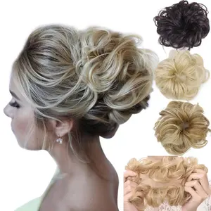 40 shades THICK Elastic Band Scrunchie Synthetic messy hair bun updo hairstyle Curly chignon hair pieces for wedding