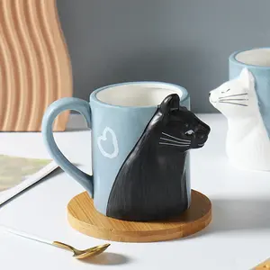 Atacado casamento lembrança casal caneca presente bonito cartoon cerâmica beijando gato café caneca