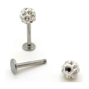 Fantasia in acciaio inox Labret Piercing anello di cristallo Monroe labbro bottone Labret Bar trago Piercing per il corpo dei bambini gioielli da Ferido - Product Image 1