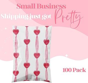 Sobres de Poliéster para Envíos, Paquete de 100, Bolsas de Envío Resistentes al Agua con Cierre Autoadhesivo, Sobres de Correo Resistentes a Desgarros con Diseño de Lazos Rosas - Product Image 4