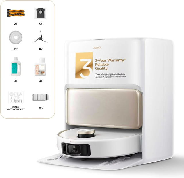 Mova V50 Ultra Robot Vacuum Cleaner 24000Pa Tangle-Free Fully Automatic Sweeping Mopping App-Controlled Self-Cleaning RV Ready