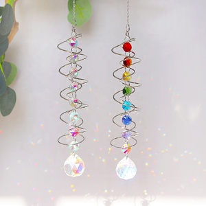 Tourne-vent en spirale Feng Shui fait à la main Attrape-soleil Boule de cristal <span class=keywords><strong>Carillon</strong></span> éolien Créateur d'arc-en-ciel Crochet pivotant Décoration de jardin en plein air - Product Image 4