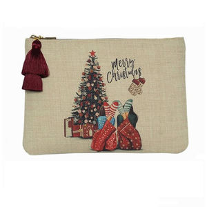 Nouvelle pochette personnalisée de créateur Sac pochette cosmétique en jute naturelle Rangement maquillage Sac à main en toile de jute écologique pour femmes - Product Image 4