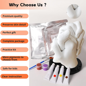 Chất lượng cao các cặp vợ chồng Kích thước alginate bột cầm tay đúc kit tự làm thạch cao tay khuôn DIY Tay Đúc Kit - Product Image 4