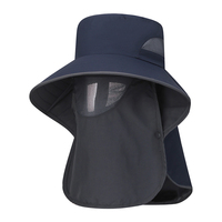 Chapeau de pêcheur respirant en maille avec logo personnalisé, protection solaire UPF 50+, large bord, visière amovible et cache-nuque